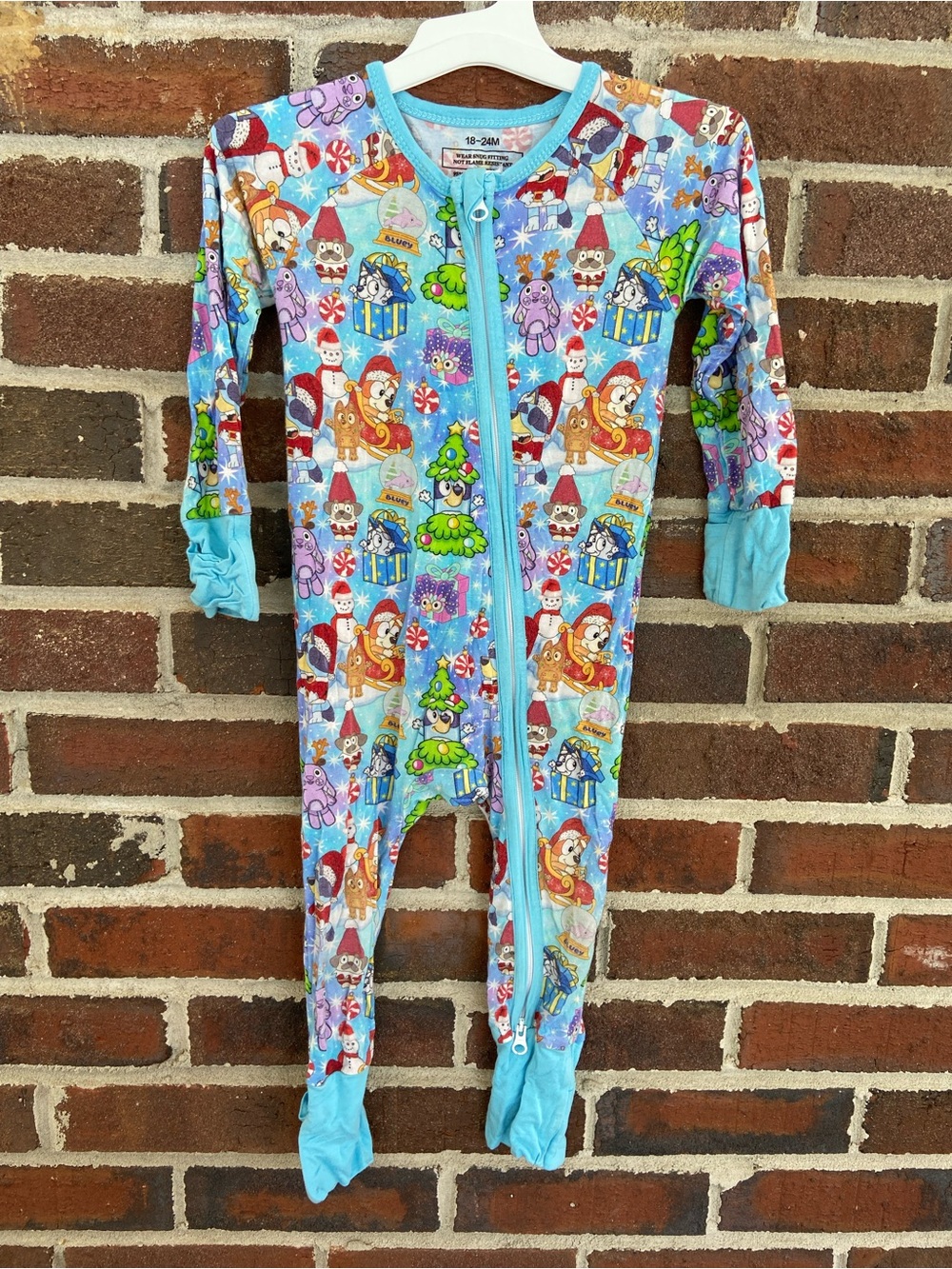 Bamboo Bluey Holiday Print Kids One-Piece Pajamas
